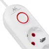 Listwa zasilająca MACLEAN MCE394W — 3 gniazda, 3×USB 2,1 A, 110–240 V AC, 2500 W, kabel 1,5 m, biała