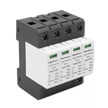 Ogranicznik przepięć QOLTEC 52588 AC 4P 420V T2 C — 4-biegunowy ogranicznik przepięć AC, 420 V, Typ 2
