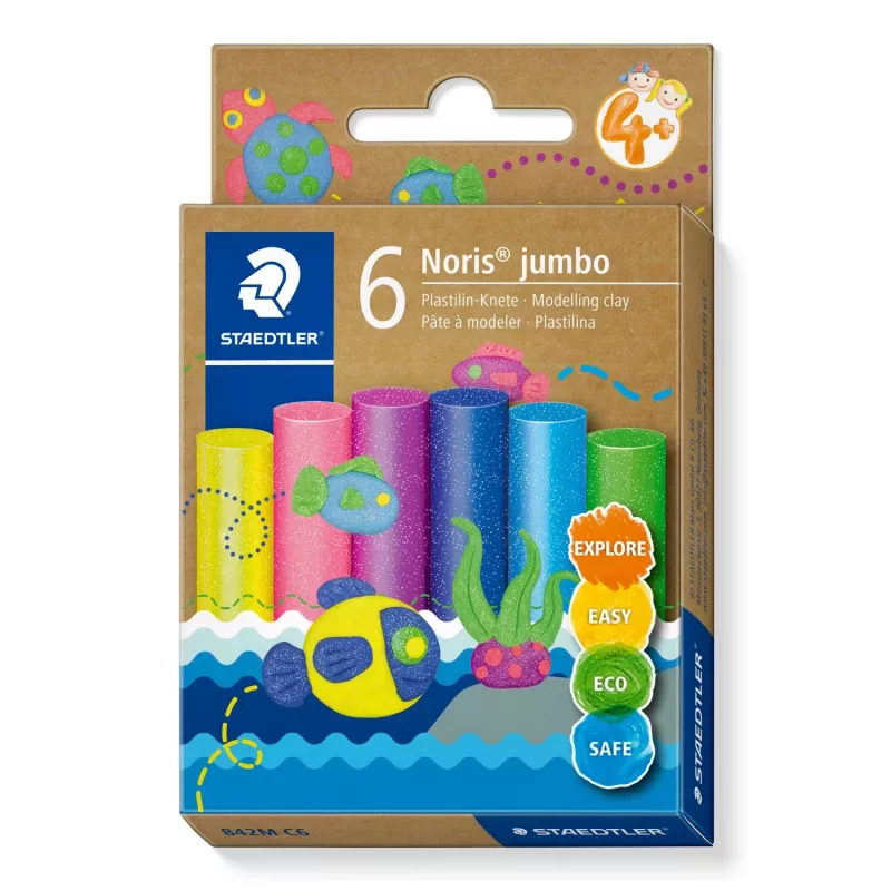 Modelina Staedtler Noris Jumbo Glitter – nietoksyczna, łatwa do formowania, MPN 842M C6