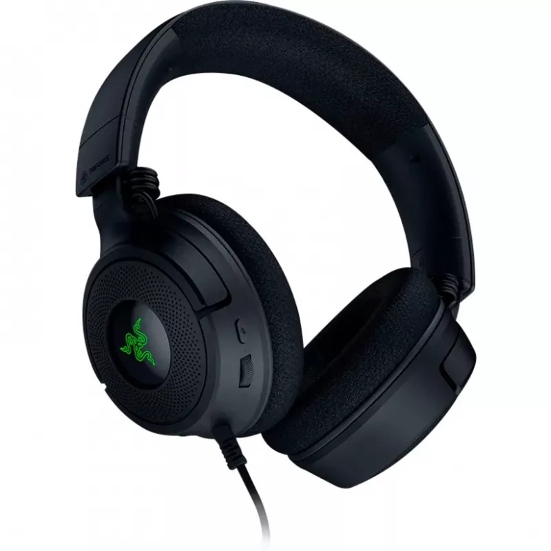 Razer Kraken V4 X - Przewodowy zestaw słuchawkowy do gier na PC (przetworniki TriForce 40 mm, chowany mikrofon kardioidalny, dźwięk przestrzenny 7.1, podświetlenie Chroma RGB, dla PC, konsol i telefonu)