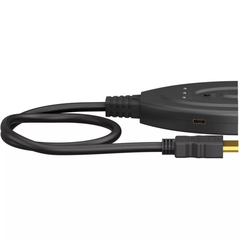 HDMI-Umschaltbox 3 to 1 (4K @ 60 Hz), przełącznik HDMI (czarny, kabel 55 cm)
