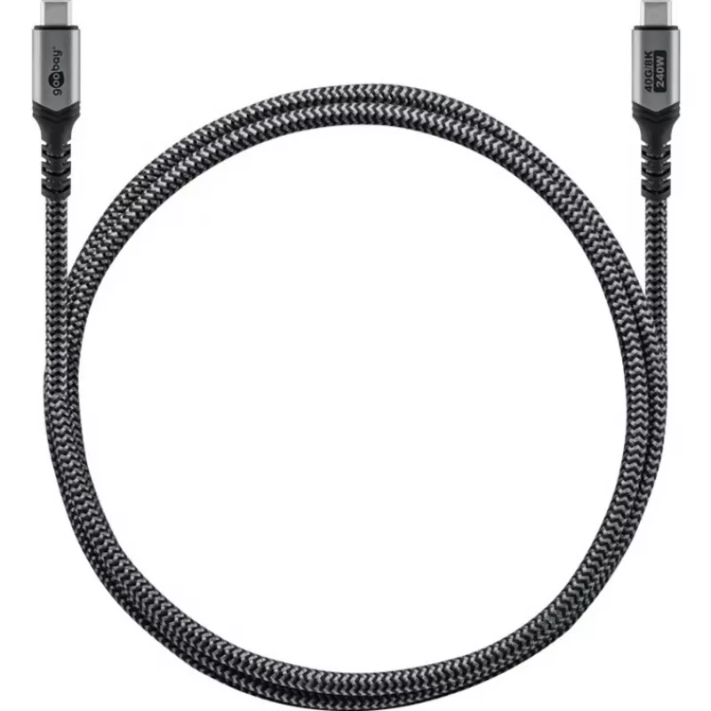 Przewód Goobay USB-C z oplotem, USB4, 240 W, 40 Gbit/s, Power Delivery, 1,5 m (1,50m, USB 4.0, 240W), kabel USB
