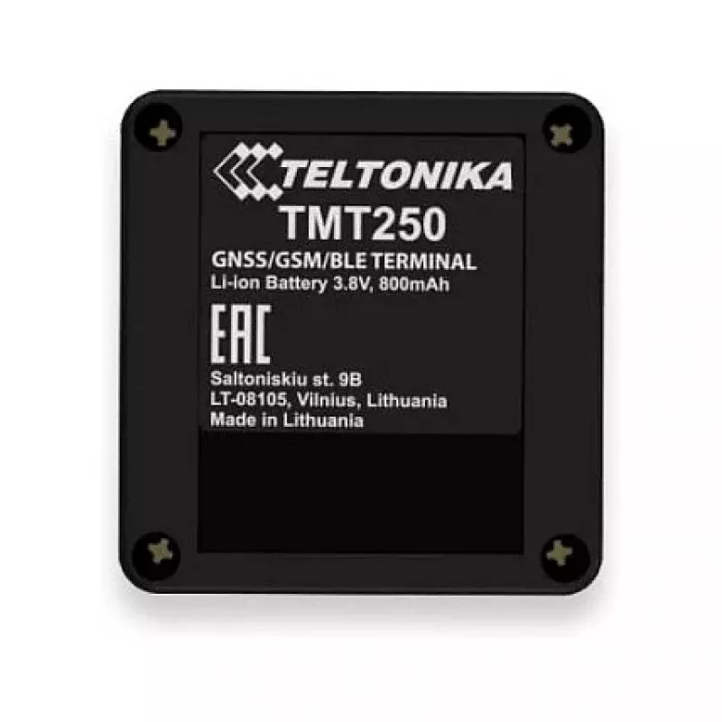 Osobisty lokalizator GPS Teltonika TMT250 — czarny, pamięć 0,128 GB, Li‑Ion 3,8 V, do 8 h pracy na baterii