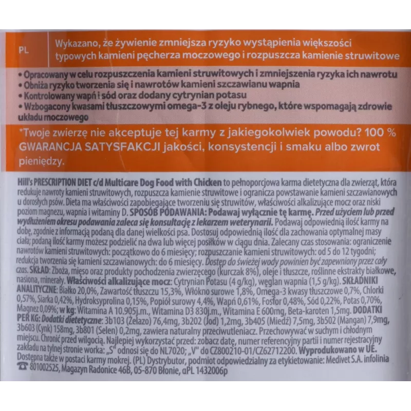 HILL'S PRESCRIPTION DIET Canine Urinary Care c/d Multicare Sucha karma dla psów Kurczak 1,5 kg