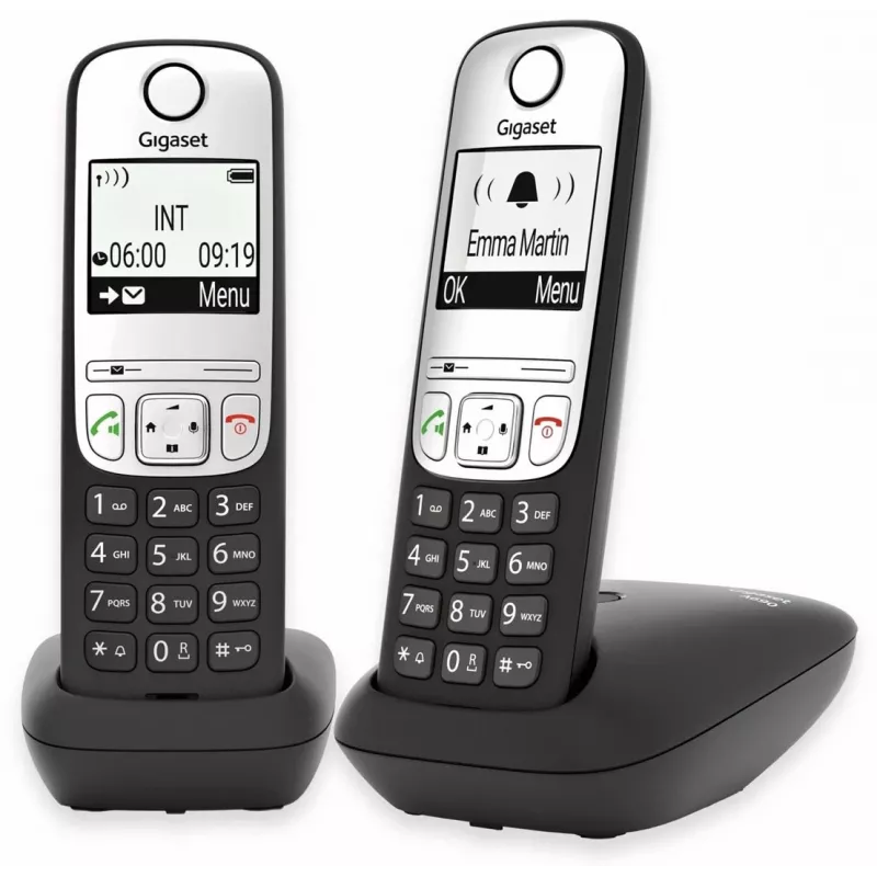 Gigaset A690 Duo telefon analogowy Identyfikacja rozmówcy Czarny, Srebrny