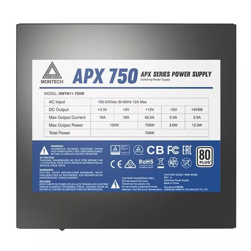 Montech APX750 zasilacz 750 W 20+4 pin ATX ATX Czarny