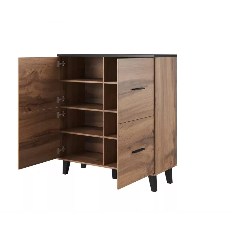 Cama sideboard LOTTA 110 4D wotan oak + mat Czarny