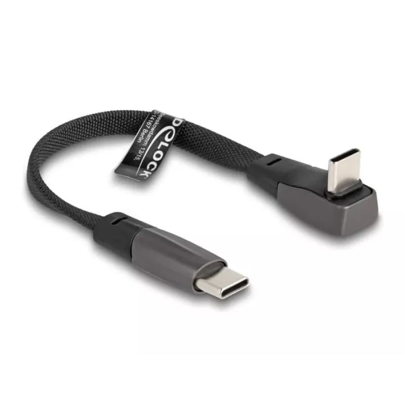 DeLOCK Kabel taśmowy USB 2.0 USB Type-C męski na USB Type-C męski kątowy PD 3.0 60 W 14 cm czarny