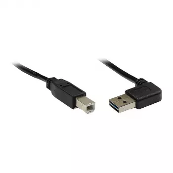 GoodConnections Connection kabel USB 2.0 EASY Plug A angled to plug B, Czarny, 3m