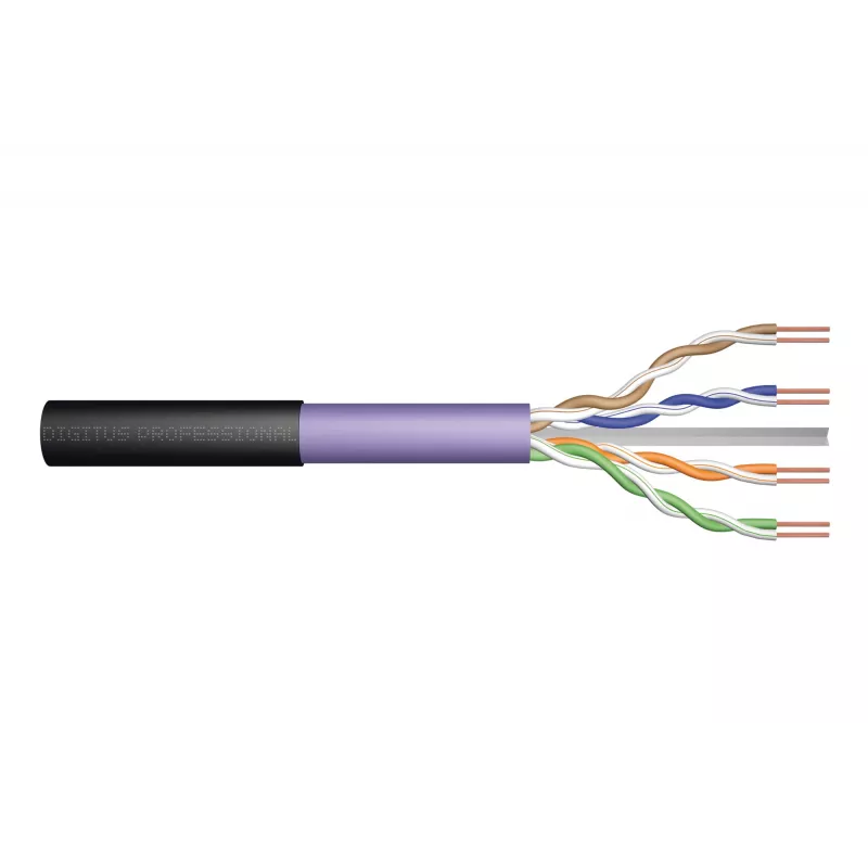 DIGITUS Professional Installation Cable - Kabel w zwoju - 500 m - UTP - CAT 6 - Bezhalogenowy, zewnętrzny, wytrzymały - Czarny
