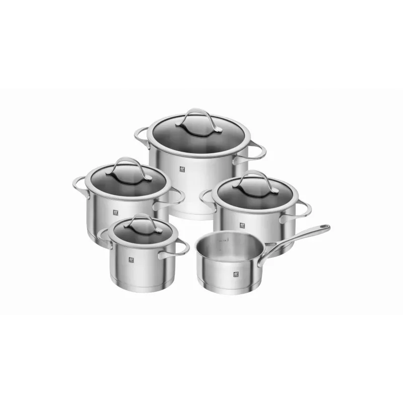 ZWILLING Essence 5-częściowy zestaw garnków ze stali nierdzewnej ze szklanymi pokrywkami