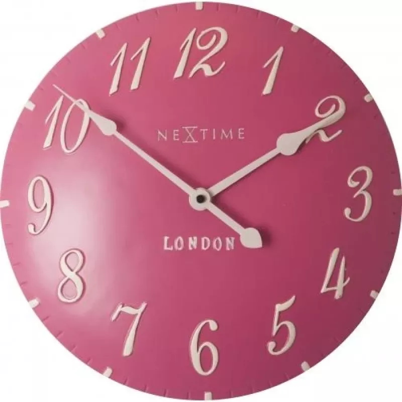 NeXtime klok 3084rz London Arabic, Ø34,5 cm, Ścienny, Różowo-biały