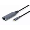 Karta sieciowa Gembird A-USB3C-LAN-01 Type-C USB 3.2 Gen 1, Gigabit RJ-45, kabel 0,15 m, metalowa obudowa, szary/czarny