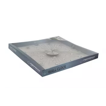Zegar ścienny ESPERANZA EHC002 — mechaniczny, okrągły, średnica 50 cm, głębokość 25 mm, rama aluminiowa, szklana osłona, wykończenie ze stali nierdzewnej