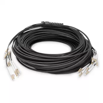 Kabel światłowodowy typu breakout DIGITUS DK-24338U030BK-BBB, pre‑terminowany OM4 8‑włóknowy, LC/UPC–LC/UPC, 30 m, U-DQ(ZN) BH