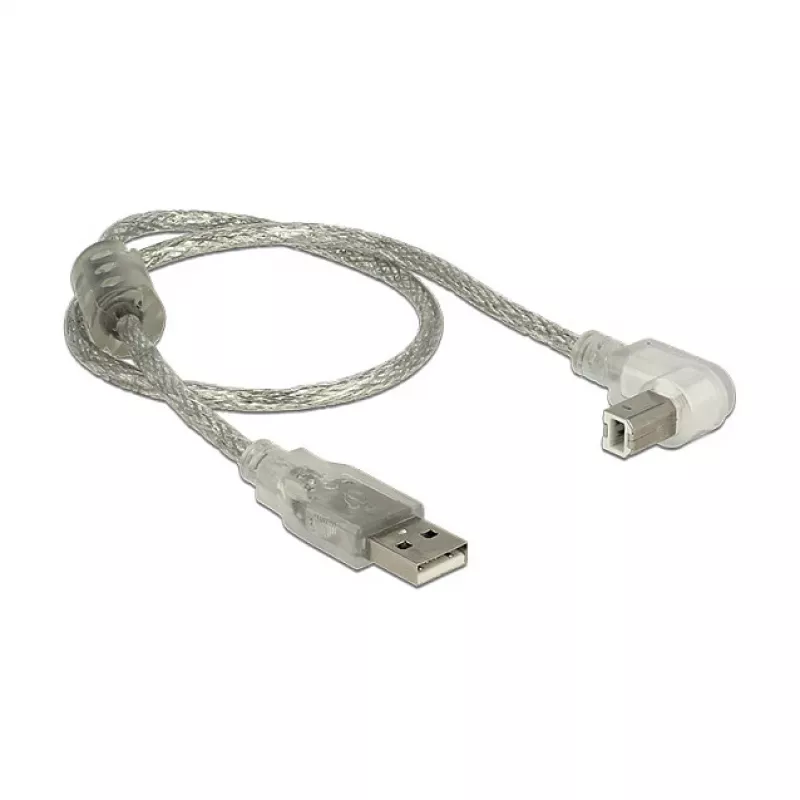 Kabel USB DeLOCK 84811 USB 2.0 0.5 m USB A USB B Srebrny Przezroczysty
