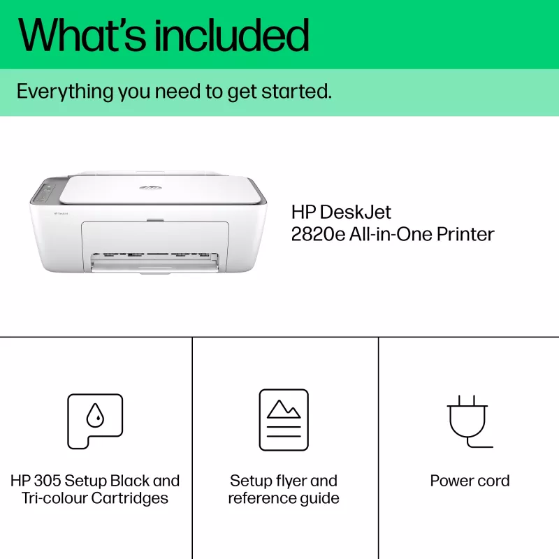 HP DeskJet 2820e Bezprzewodowa Wielofunkcyjna Drukarka Kolorowa, Instant Ink; Kopiarka, Skaner