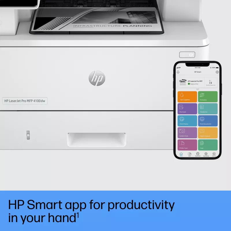 Drukarka HP LaserJet Pro MFP 4102dw, Laser, Drukowanie monochromatyczne, 1200 x 1200 DPI, A4, Drukowanie bezpośrednie, Biała