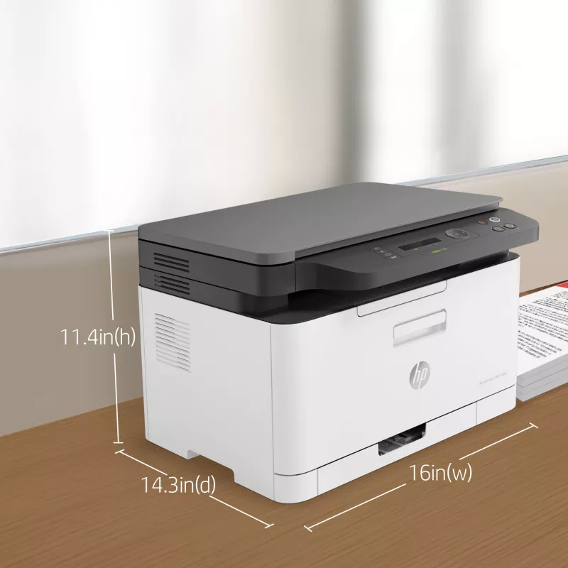 Wielofunkcyjna drukarka laserowa HP Color Laser MFP 178nw — Druk kolorowy, A4, 18 str./min (czarno-biały), Wi‑Fi, Ethernet, skanowanie dupleksowe