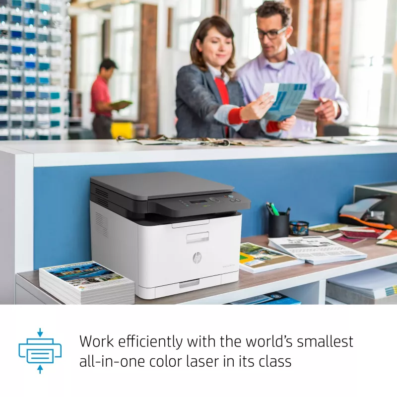 Wielofunkcyjna drukarka laserowa HP Color Laser MFP 178nw — Druk kolorowy, A4, 18 str./min (czarno-biały), Wi‑Fi, Ethernet, skanowanie dupleksowe