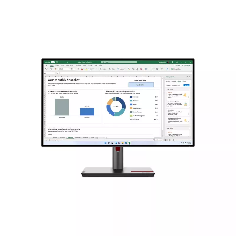 Monitor komputerowy Lenovo ThinkVision P27h-30, 68,6 cm (27 cali), 2560 x 1440, Quad HD, LCD, czarny