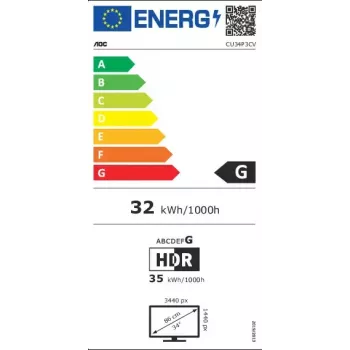 Monitor komputerowy AOC CU34P3CV 86,4 cm (34 cale) 3440 x 1440 pikseli UltraWide Quad HD LED Czarny