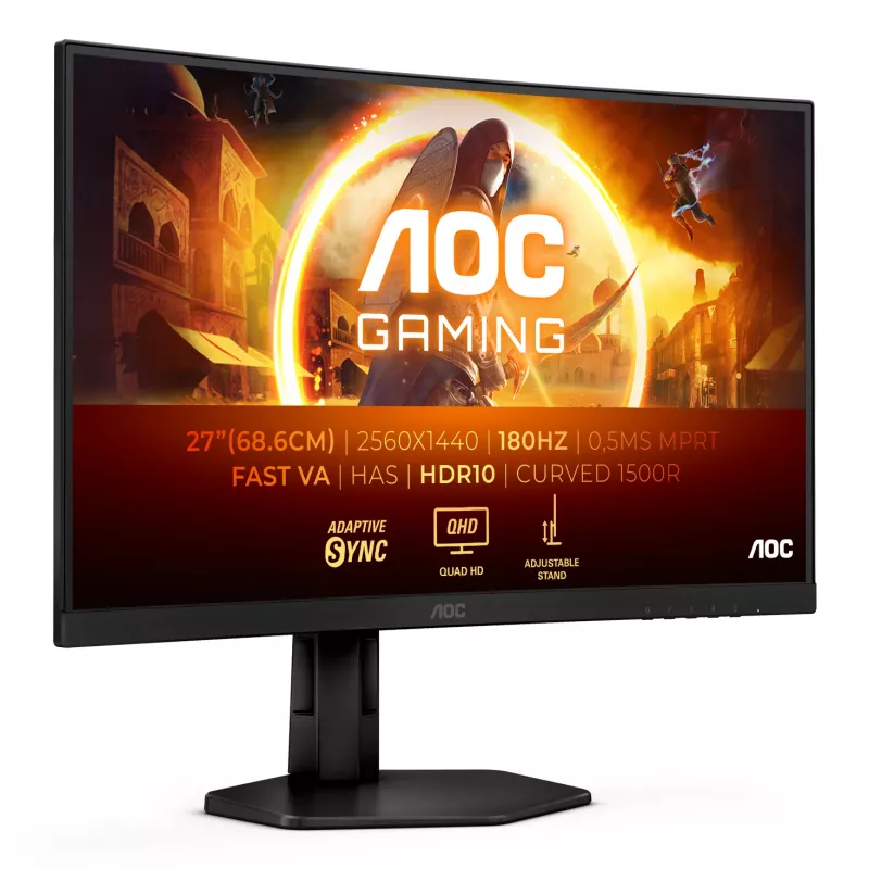 Monitor komputerowy AOC G4 CQ27G4X 68,6 cm (27 cali) 2560 x 1440 pikseli Quad HD LCD Czarny