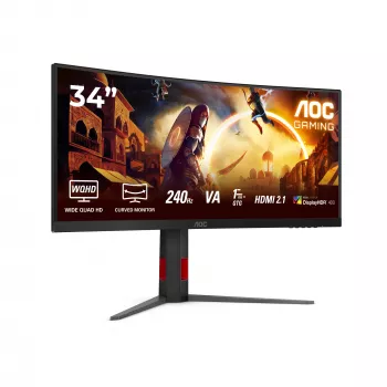 Monitor komputerowy AOC G4 CU34G4Z 86,4 cm (34 cale) 3440 x 1440 pikseli Wide Quad HD LED Czarny, Czerwony