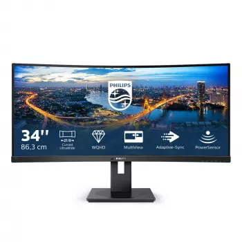 Philips B Line 345B1C/00 monitor komputerowy 86,4 cm (34 cale) 3440 x 1440 pikseli Quad HD LCD Czarny