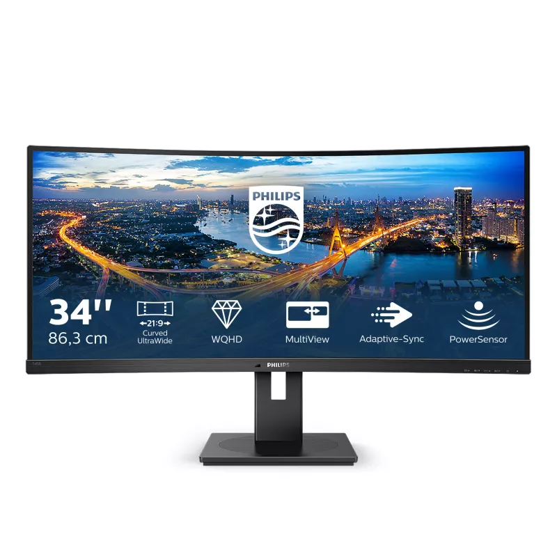 Philips B Line 345B1C/00 monitor komputerowy 86,4 cm (34 cale) 3440 x 1440 pikseli Quad HD LCD Czarny