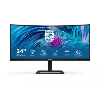 Philips E Line 346E2CUAE/00 monitor komputerowy 86,4 cm (34 cale) 3440 x 1440 pikseli Wide Quad HD+ LCD Czarny