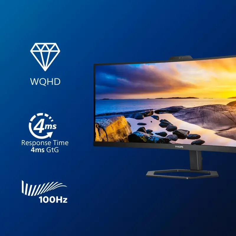Philips 5000 series 34E1C5600HE/00 monitor komputerowy 86,4 cm (34 cale) 3440 x 1440 pikseli 4K Ultra HD LED Czarny