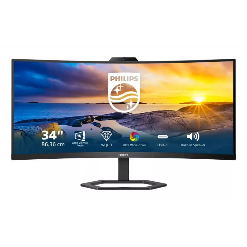 Philips 5000 series 34E1C5600HE/00 monitor komputerowy 86,4 cm (34 cale) 3440 x 1440 pikseli 4K Ultra HD LED Czarny