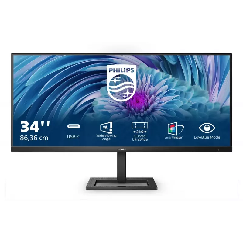 Philips E Line 346E2LAE/00 monitor komputerowy 86,4 cm (34 cale) 3440 x 1440 pikseli Wide Quad HD LCD Czarny