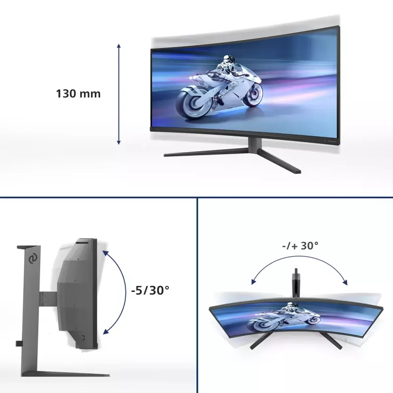 Monitor komputerowy Philips Evnia 34M2C6500/00 86,4 cm (34 cale) 3440 x 1440 pikseli Wide Quad HD QD-OLED Szary
