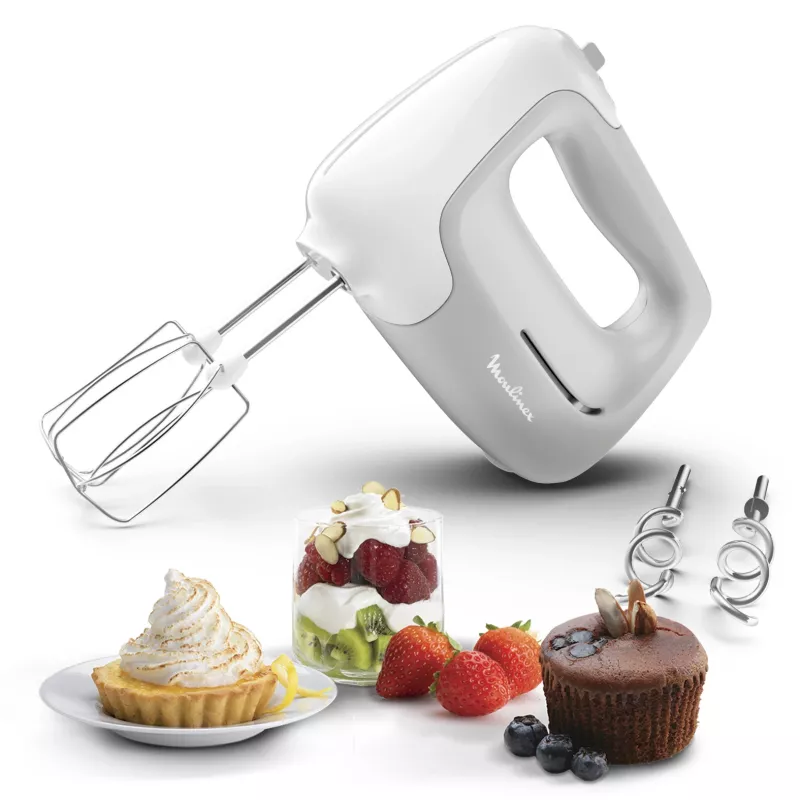 Mikser ręczny Tefal Prep'Mix HT450B — 450 W, 5 prędkości, turbo, metalowe trzepaczki, biały