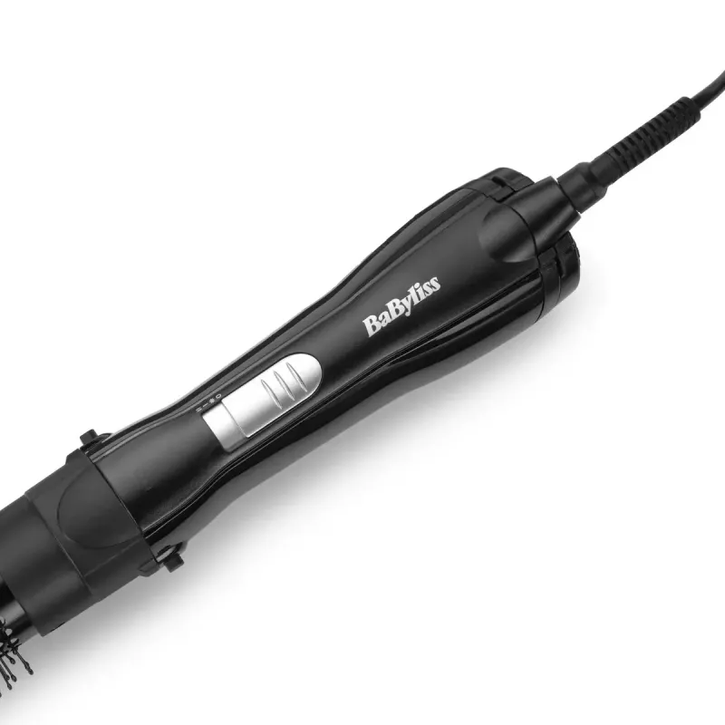 Prostownica szczotkowa BABYLISS AS82E — ceramiczne ogrzewanie, 800 W, 2 poziomy ciepła, 2 nasadki szczotkowe, przewód obrotowy 2 m, czarny