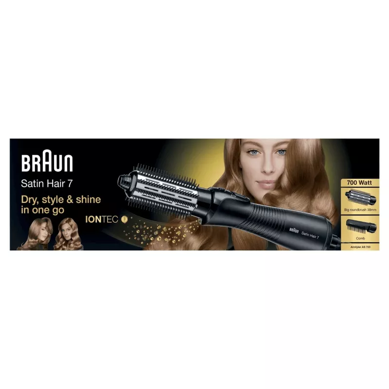 Braun Satin Hair 7 AS720 Gorąca szczotka powietrzna Ciepła Czarna 700 W 2 m