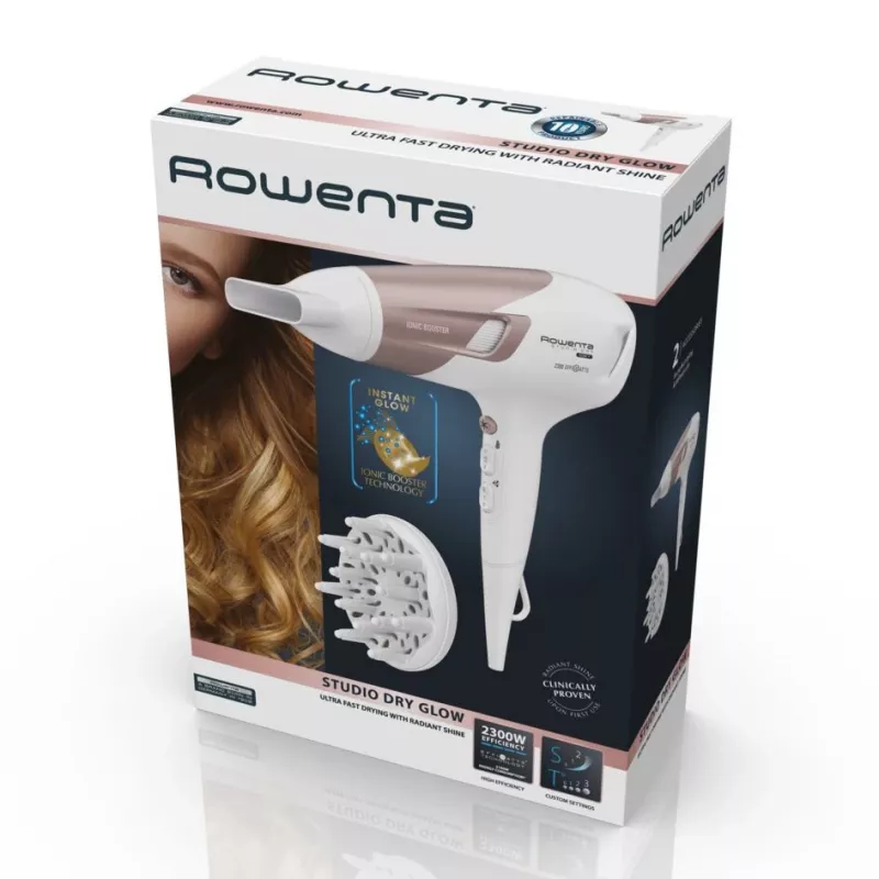 Suszarka do włosów Rowenta Studio Dry CV5830 2300 W Beżowa, Biała