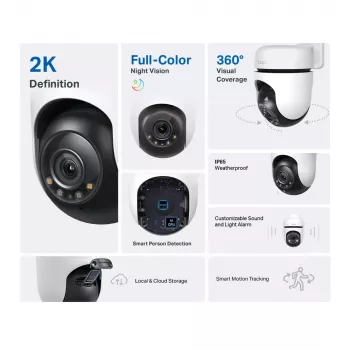 TP-Link Tapo Outdoor Pan/Tilt Security Wi-Fi Camera, IP security camera, Indoor & outdoor, Wireless, CE, FCC, RoHS, RCM, Ceiling, White, Black
