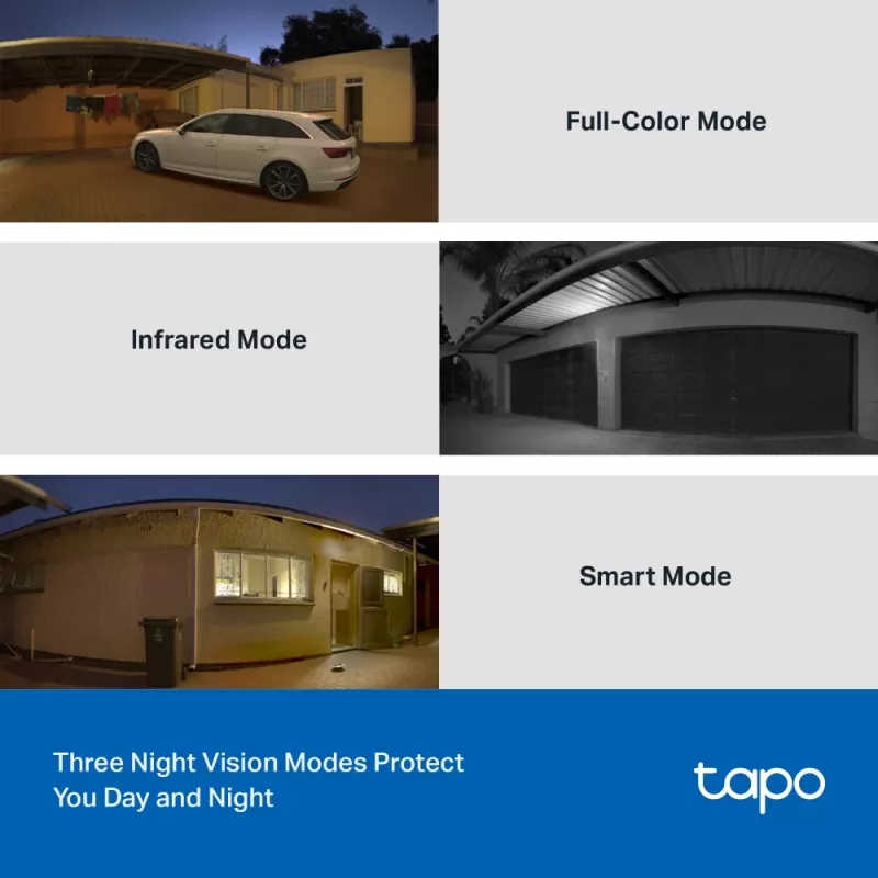 TP-Link Tapo Outdoor Pan/Tilt Security Wi-Fi Camera, IP security camera, Indoor & outdoor, Wireless, CE, FCC, RoHS, RCM, Ceiling, White, Black