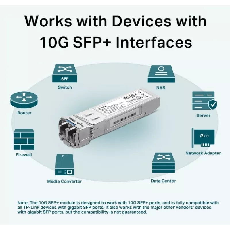 TP-Link 10Gbase-LR SFP+ LC transceiver, światłowód, 10000 Mbit/s, SFP+, LC, 9/125 µm, LR