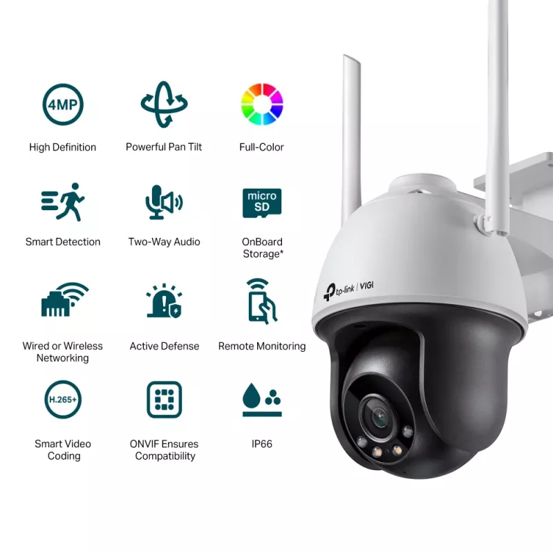 TP-Link VIGI 4MP Outdoor Full-Color Wi-Fi Pan Tilt Network Camera