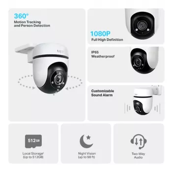Kamera IP TP‑Link Tapo C500 zewnętrzna obrotowa kopułkowa, Wi‑Fi, 1080p, 360° w poziomie, noktowizja 30 m