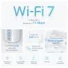 TP-Link BE9300 Całodomowy system Mesh Wi-Fi 7 (Tri-Band), Biały, Wewnętrzny, System Mesh, Tri-band (2,4 GHz / 5 GHz / 6 GHz), Wi-Fi 7 (802.11be), 9214 Mbit/s
