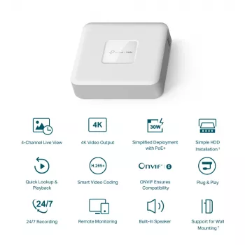 Rejestrator sieciowy TP-Link VIGI 4-kanałowy PoE+