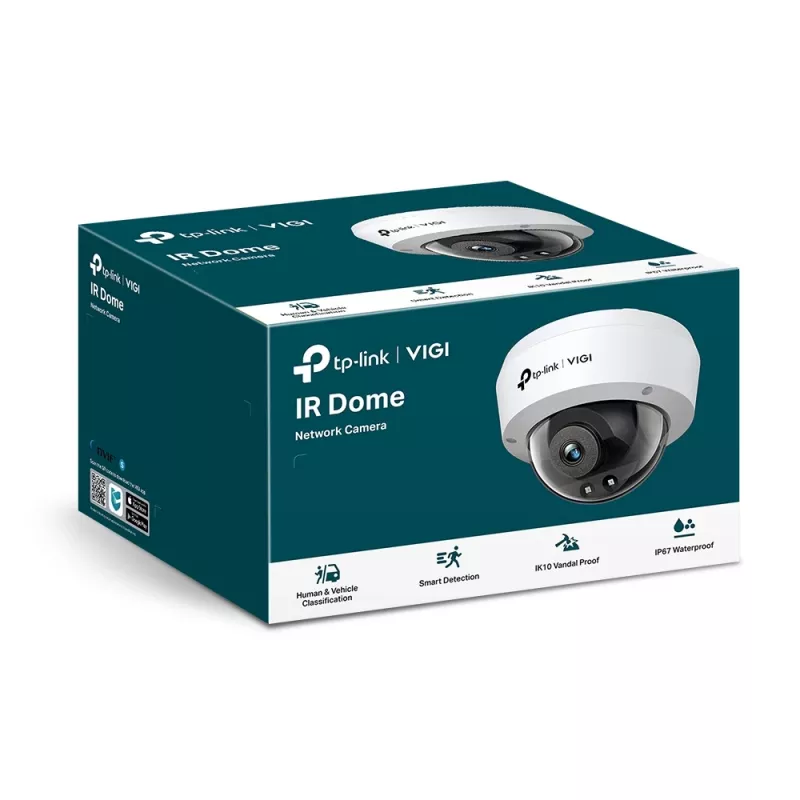 TP-Link VIGI 4MP IR Kopułkowa Kamera Sieciowa, Kamera IP, Wewnętrzna i zewnętrzna, Przewodowa, CE, BSMI, VCCI, ONVIF, Sufit/ściana, Czarny, Biały