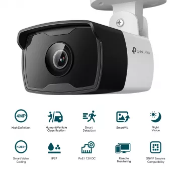 Kamera bezpieczeństwa TP-Link VIGI C340I 4MM, zewnętrzna kamera IP typu bullet, 2560 x 1440 pikseli, montaż sufit/ściana/słup
