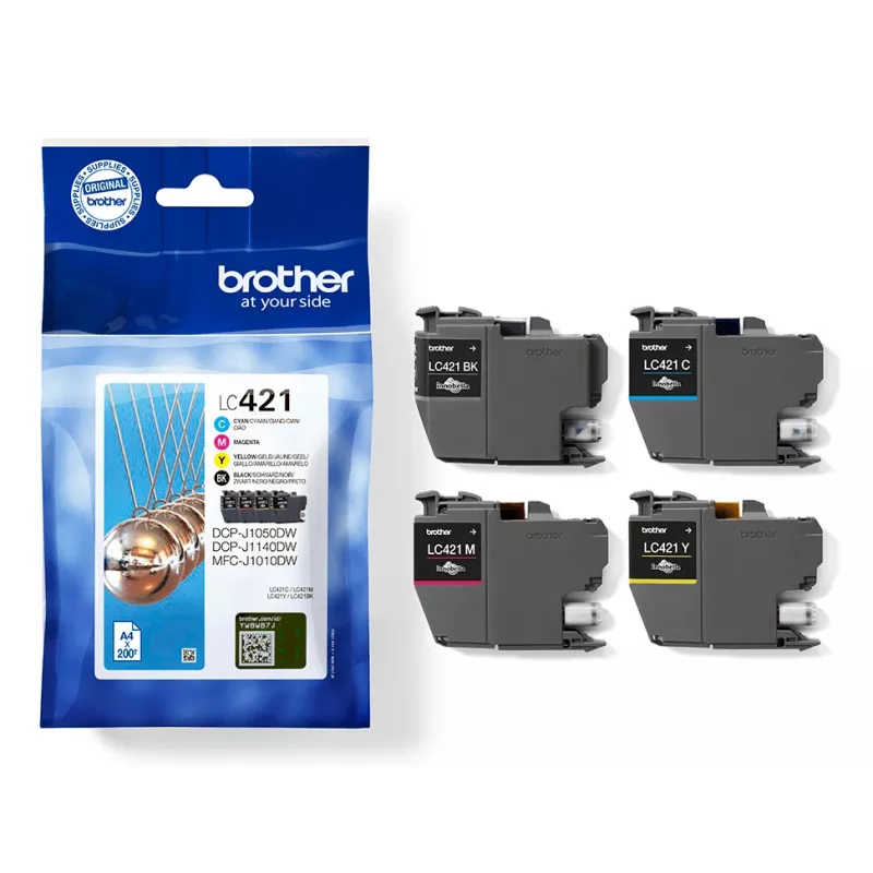 Brother LC-421VAL PagePack 4 szt. Oryginał o standardowej wydajności w kolorach czarnym, cyjan, magenta i żółtym