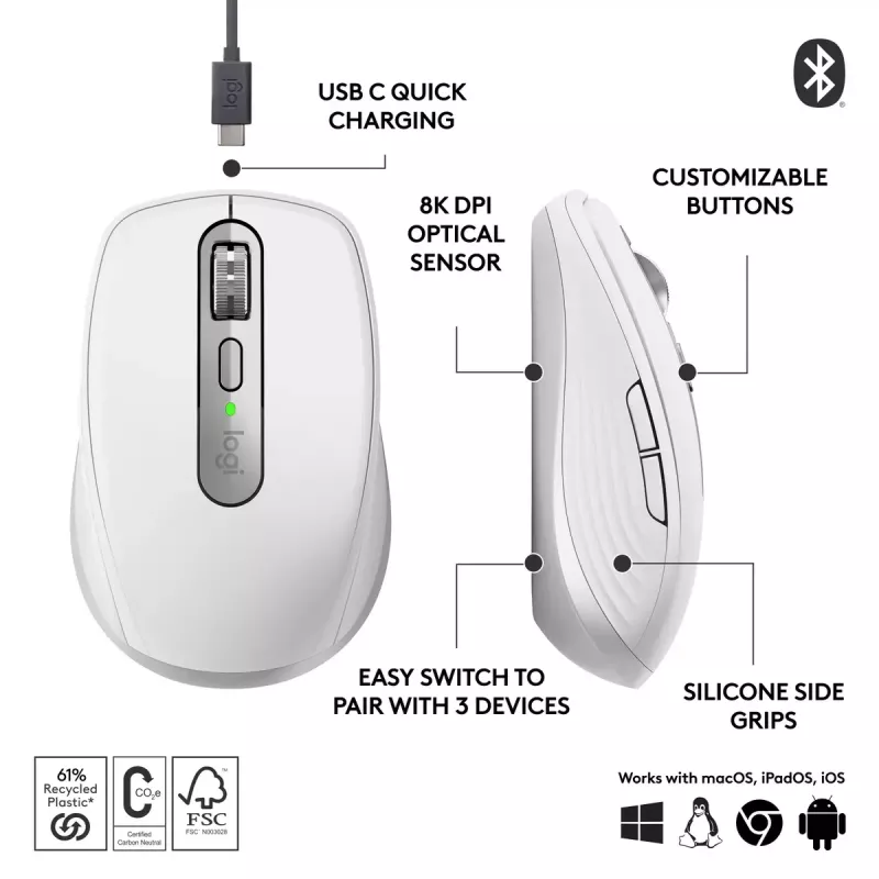 Mysz Logitech MX Anywhere 3S RF Wireless + Bluetooth